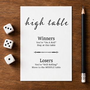 Modern Black White Bunco High Table Card