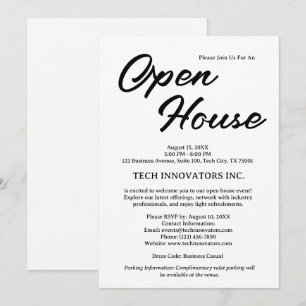 Modern Black & White  Business Open House  Invitation