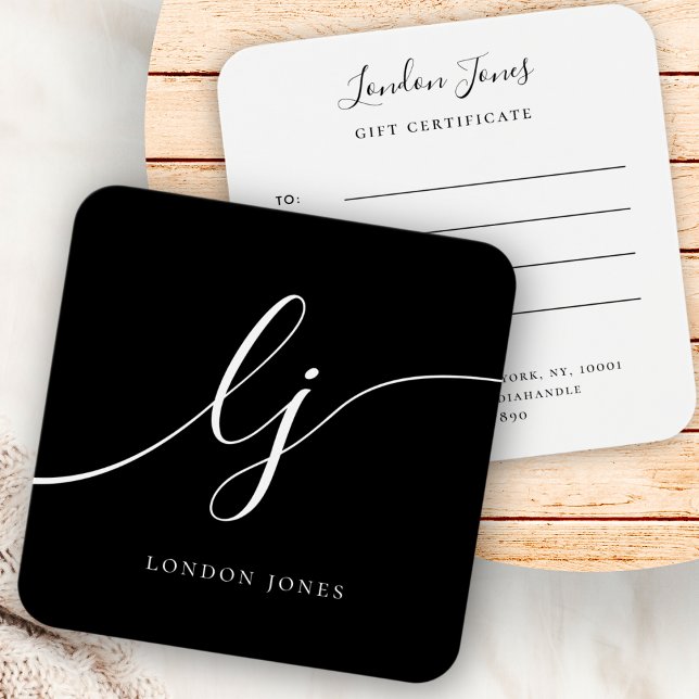Modern Black White Calligraphy Gift Certificate (Creator Uploaded)