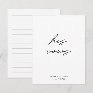 Modern Black White Calligraphy Wedding His Vows