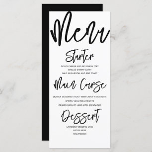 Modern Black & White Calligraphy Wedding Menu