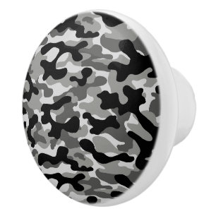 Modern Black White Camo Pattern  Ceramic Knob