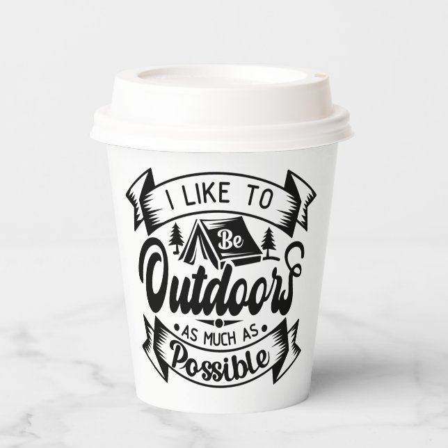 Modern Black & White Camping Lovers  Paper Cups (Front)