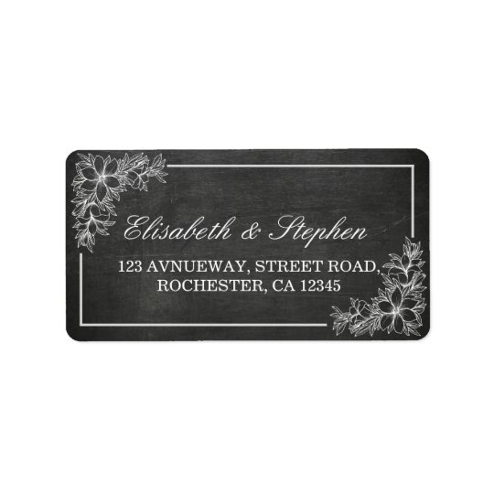 Modern Black White Chalkboard Floral Frame Wedding