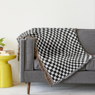 Modern Black White Checkered Pattern Home Decor Throw Blanket