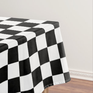 Modern Black White Chequered Pattern Dining Table Tablecloth