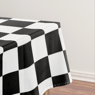 Modern Black White Chequered Pattern Home Decor Tablecloth