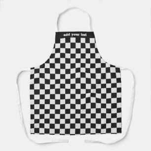 Modern Black & White Chequered Race Car Pattern Apron