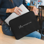 Modern Black White Chic Script Monogram  Laptop Sleeve<br><div class="desc">This black laptop sleeve is modern minimalist and elegant script monogram design. It's perfect to add a modern style to your electronics.</div>