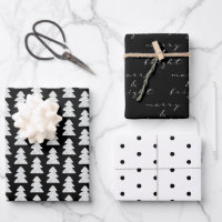 Modern Black & White Christmas Gift Wrapping Paper