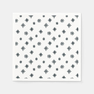 Modern Black & White Christmas Snowflakes Napkin