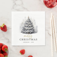 Modern Black & White Christmas Tree Party