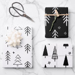 Modern Black & White Christmas Trees Stars  Wrapping Paper Sheet<br><div class="desc">Modern Black & White Christmas Tree Star Pattern Wrapping Paper Sheets. It is a set of 3 gift wrapping sheets with different designs.  For further customization,  please feel free to contact me at kbasandra@gmail.com.</div>