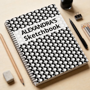 Modern Black White Circle Lattice Pattern  Notebook