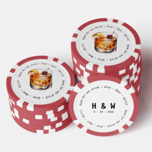 Modern Black White Cocktail Drink Voucher Wedding Poker Chips
