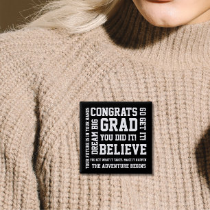 Modern Black White Congrats Grad You Did It 2 Inch Square Button