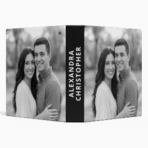 Modern Black White Couple Photo Name Binder