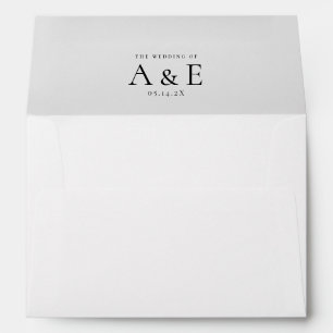 Modern Black & White Couples Monogram Wedding  Envelope