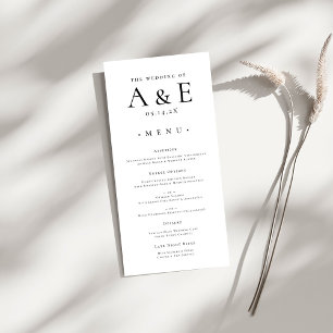 Modern Black & White Couples Monogram Wedding Menu