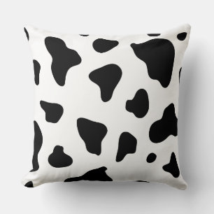 Modern Black White Cow Hide  Throw Pillow