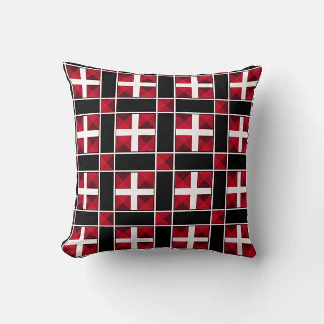 Modern Black & White Cross Pattern Throw Pillow (Front)