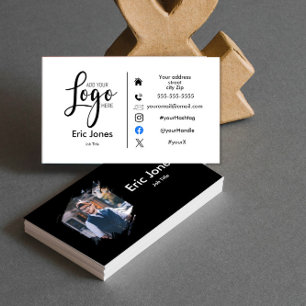 Modern black & white Custom BUSINESS LOGO Business Card