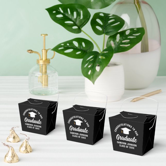 Modern Black White Custom Graduation Party Fortune Favor Box (Multiple)