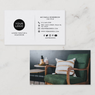 Modern Black & White Custom Logo, Photo & Socials Business Card