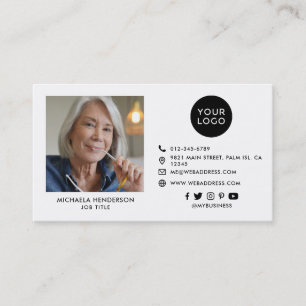 Modern Black & White Custom Logo, Socials & Photo  Business Card