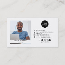 Modern Black & White Custom Logo, Socials & Photo 