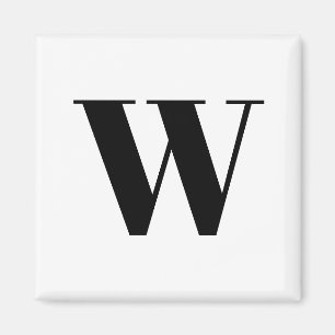 Modern black white custom monogram initial letter magnet