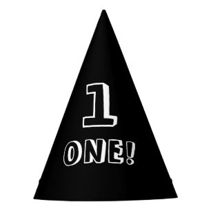 Modern black white custom number age year birthday party hat