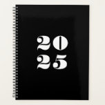 Modern black white custom year stylish typography planner<br><div class="desc">Minimalist black and white modern bold stylish typography numbers custom year Planner. 
Custom white text,  numbers,  black solid plain background.
You can personalized it with your initials,  monogram,  year,  etc or just delete the text,  and leave the solid plain black colour.</div>