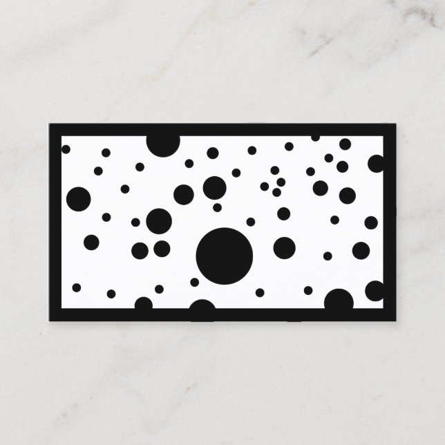 Modern Black & White Dalmatian Spots Business Card (Front)