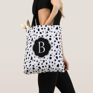Modern Black & White Dalmatian Spots Tote Bag