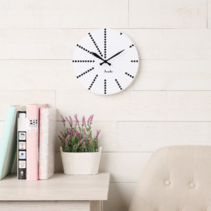 Modern Black White Decor Personalized Wedding Gift Large Clock