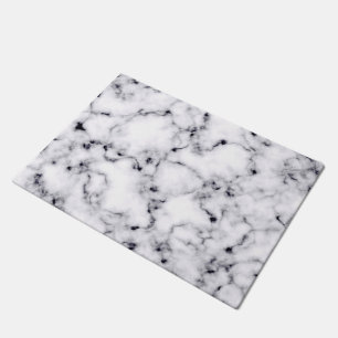 Modern Black White Designer Marble Pattern Doormat