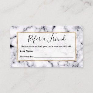 Modern Black White Designer Marble Pattern Referral Card