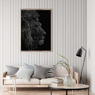 Modern Black & White Digital Letter Art Photo Lion Canvas Print