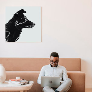 Modern Black & White Digital Photo Sketch Dog Canvas Print