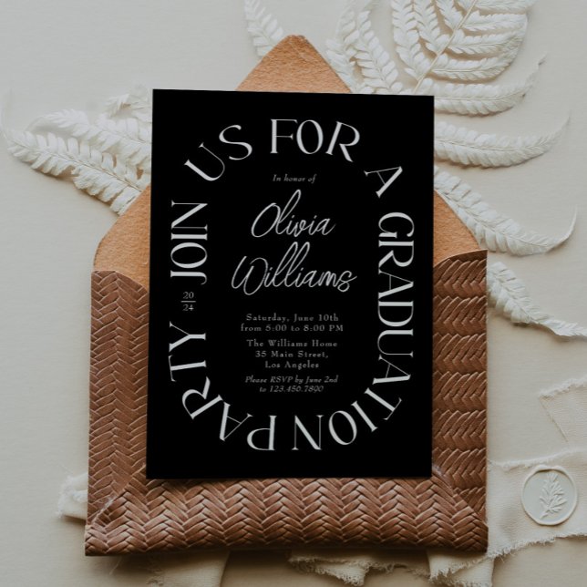 Modern Black & White Double Arch Graduation Party Invitation (Creator Uploaded)
