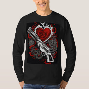 "Modern Black & White Drawing of a Smoking Gun" T-Shirt