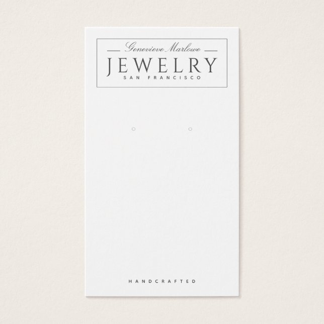 Modern Black White Earring Display Cards (Front)