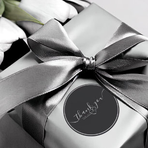 Modern Black & White Elegant Calligraphy Wedding  Classic Round Sticker