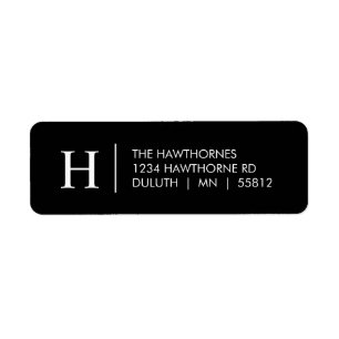 Modern Black White Elegant Monogram Return Address