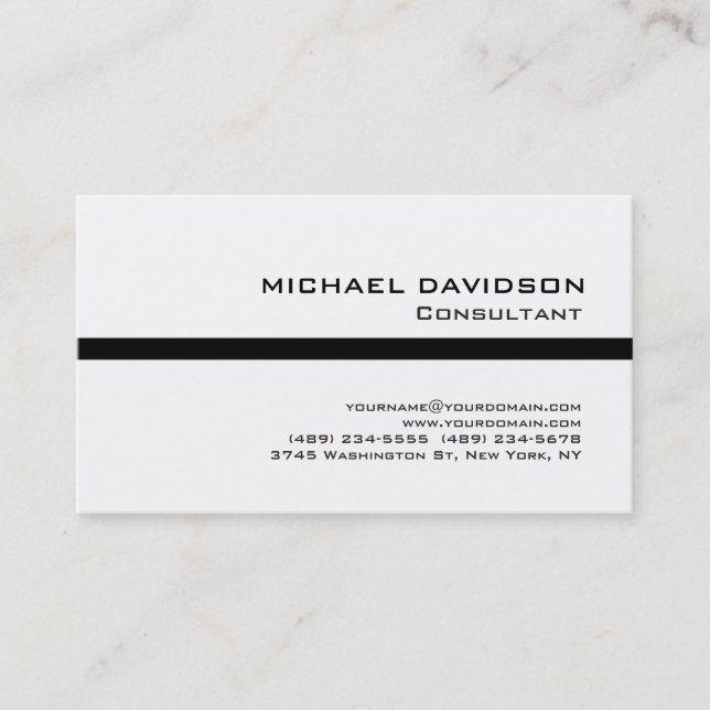 Modern Black White Elegant Stylish Business Card (Front)