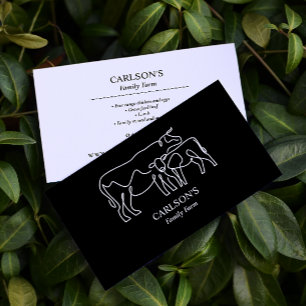 Modern Black & White Family Cattle Farm Business Card