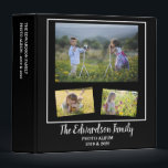 Modern black white family photo collage binder<br><div class="desc">All occasions,  modern black white,  Family name photo album. Wedding photo album,  vacation,  holiday.
Add your most beautiful photos at the front and create a very personal and unique photo album.</div>