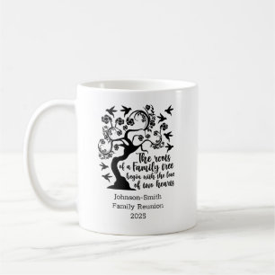 Modern Black White Family Reunion Quote Tree  Coffee Mug