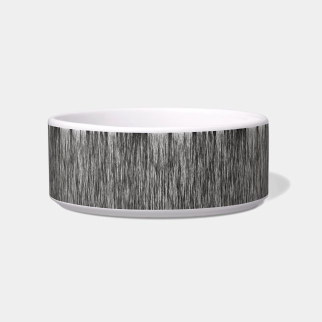 Modern black white fibres lines pattern ceramic bowl (Front)